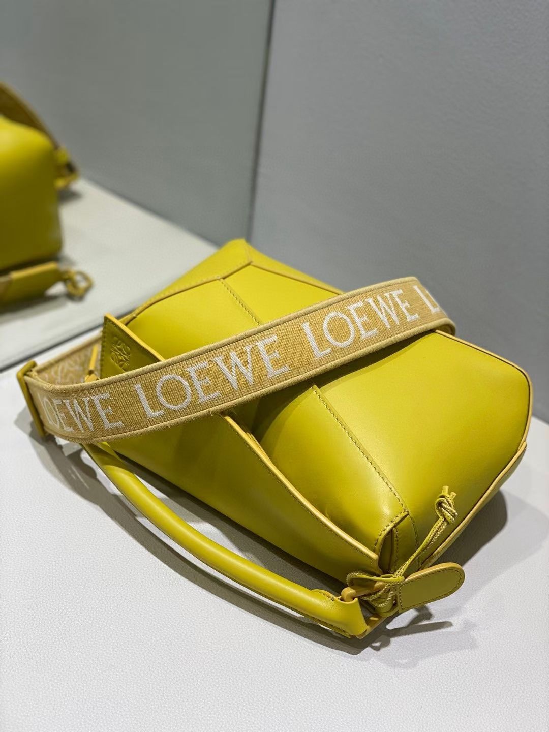 Loewe Small Puzzle Bag in Satin Calfskin Lemon Yellow